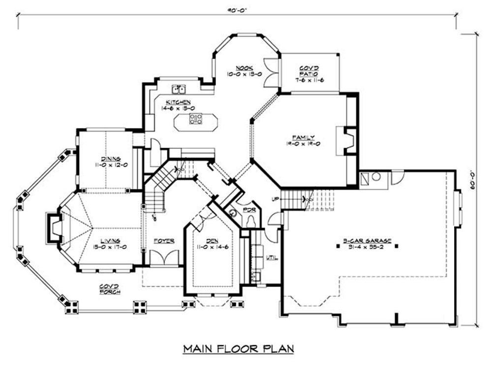 Floor Plan First Story of Craftsman Plan #115-1454